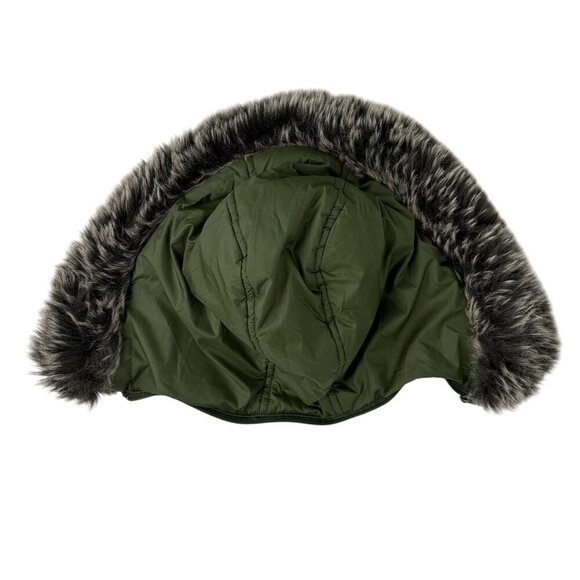 Green Winter Coat Puffer Jacket Faux Fur Removable Hood Sz 1X (Fits Like Large) - Picture 5 of 15